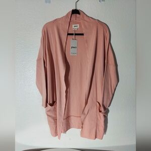 Pact Brooklyn Pink Sand Orangic Cotton Open Front Cardigan Women's Size XS/S NWT